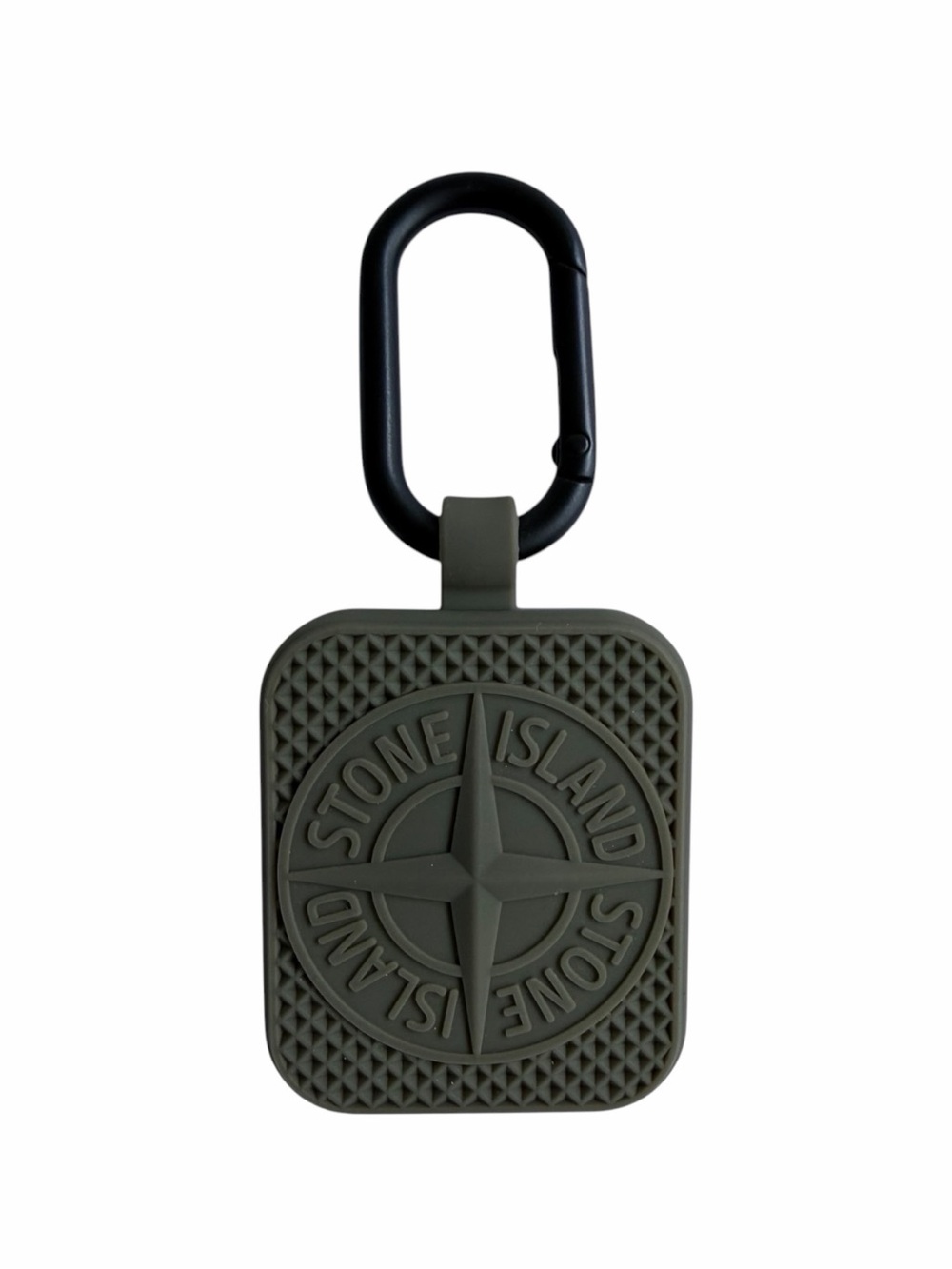 Stone Island AirTag Holder Olive Silicone Carabiner Keychain Case NIB Authentic
